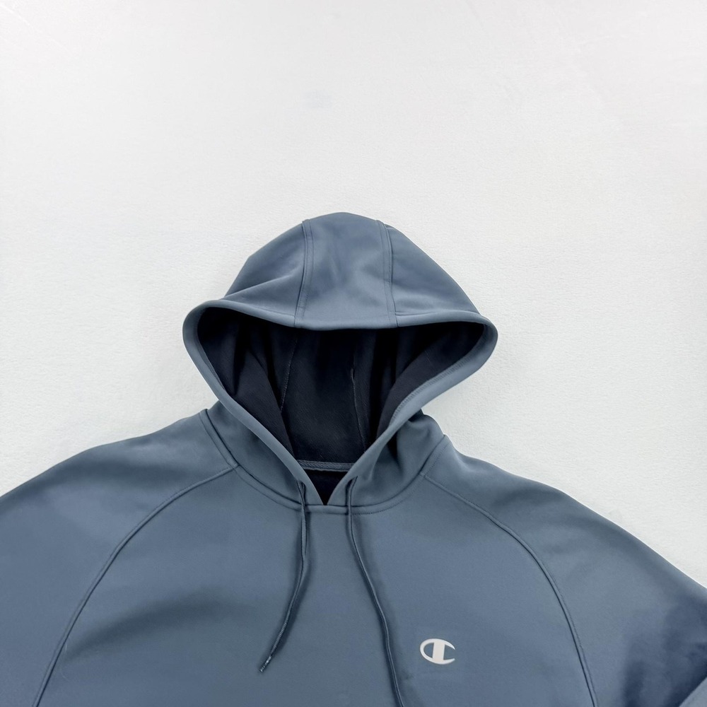 Champion Hoodie Mens XL Gray Fleece Pullover Kangaroo Pocket Logo Sweatshirt - Picture 12 of 16